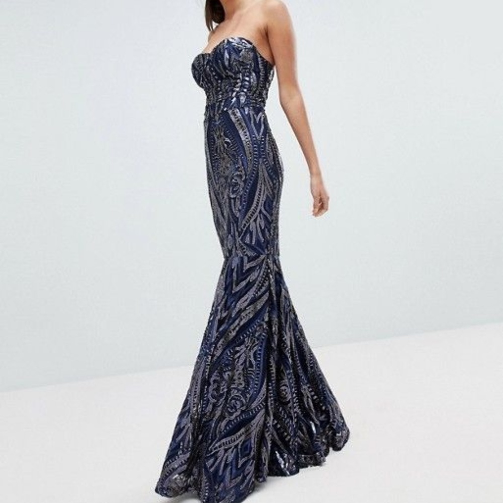 new asos club L embellished fishtail maxi dress 6